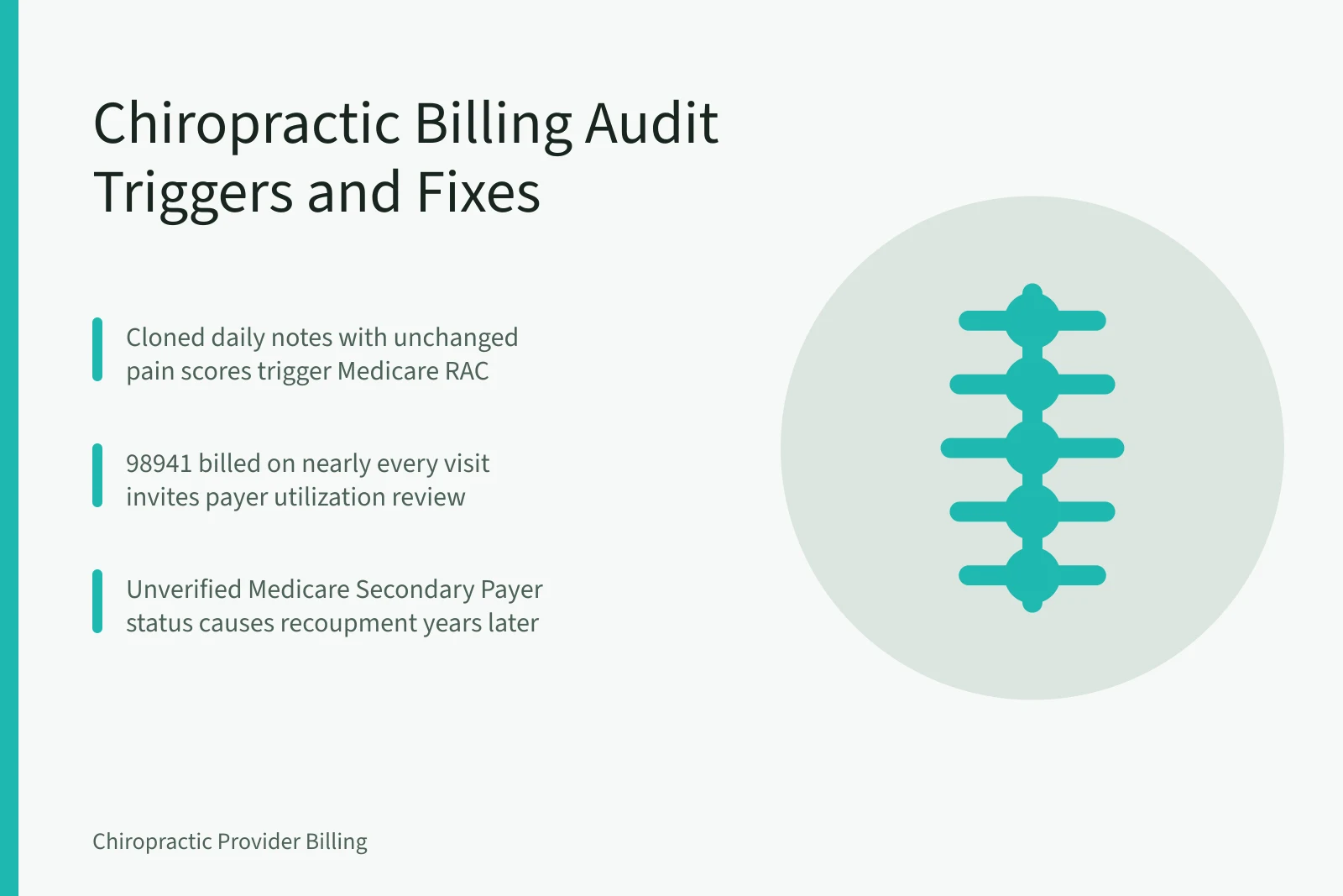 Woman receiving chiropractic therapy with a specialist in an indoor setting. Chiropractic Billing Audit Triggers and How to Respond