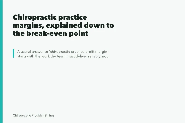 Chiropractic practice margins, explained down to the break-even point. Chiropractic practice margins, explained down to the break-even point